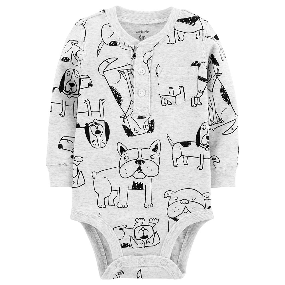 Baby Boys Organic Short Sleeve Puppy Dog Print Bodysuit Oliver Rain