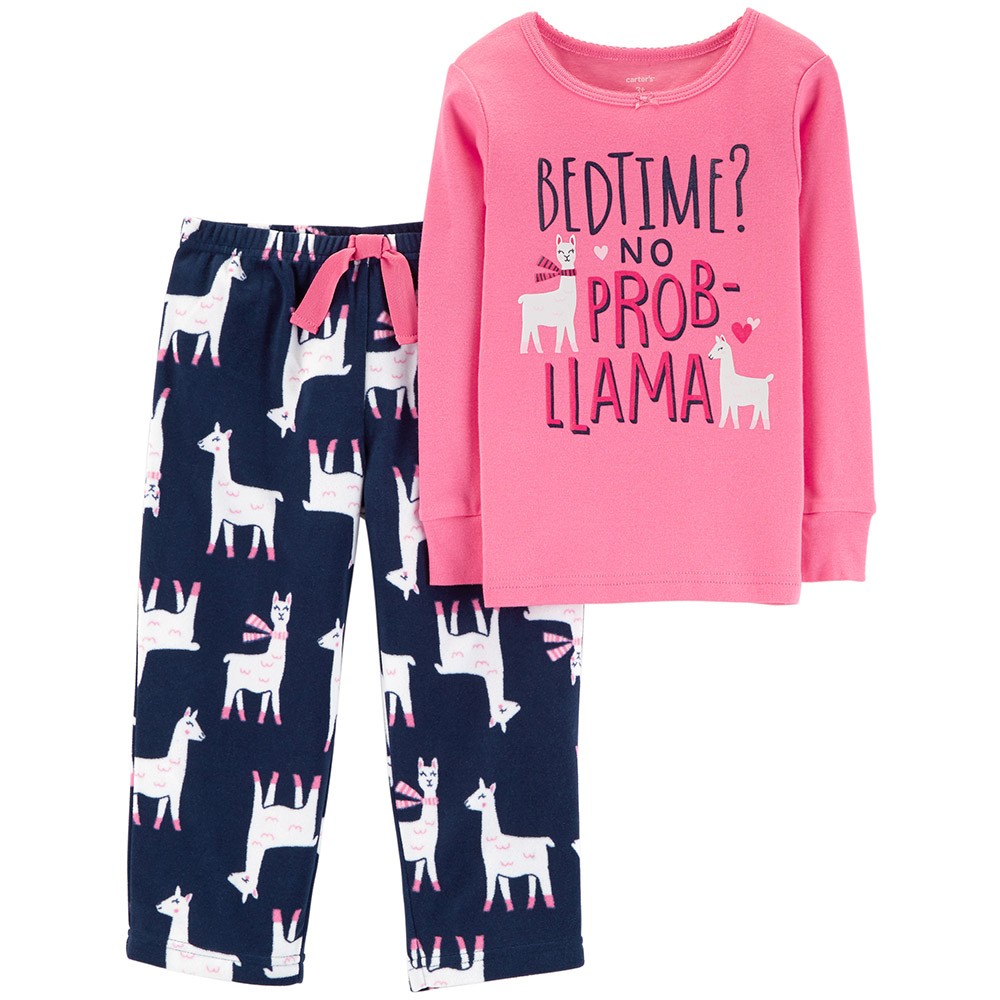 Carter s 2 Piece Glitter Llama Snug Fit Cotton Fleece PJs Baby