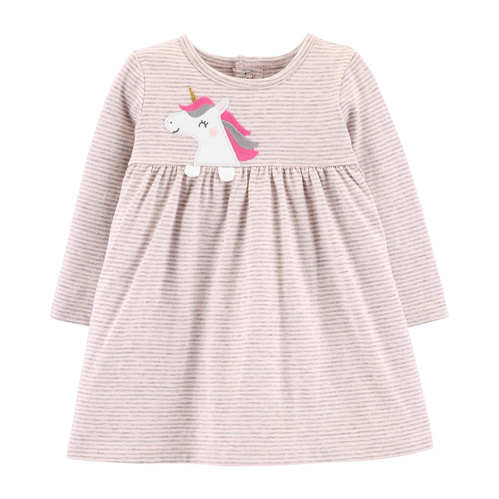 Carter s Striped Unicorn Jersey Dress Baby Girl