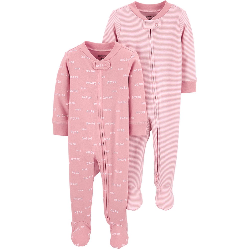 Carter's 2Pack Cotton ZipUp Sleep & Play Onesie Set Baby Girl