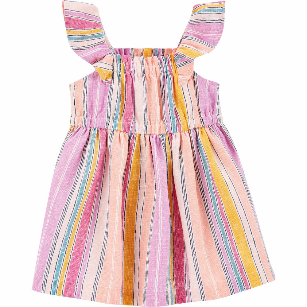 knee length dresses for ladies Carter's Toddler Striped Tiered Linen Dress – Carter's Oshkosh main image 1