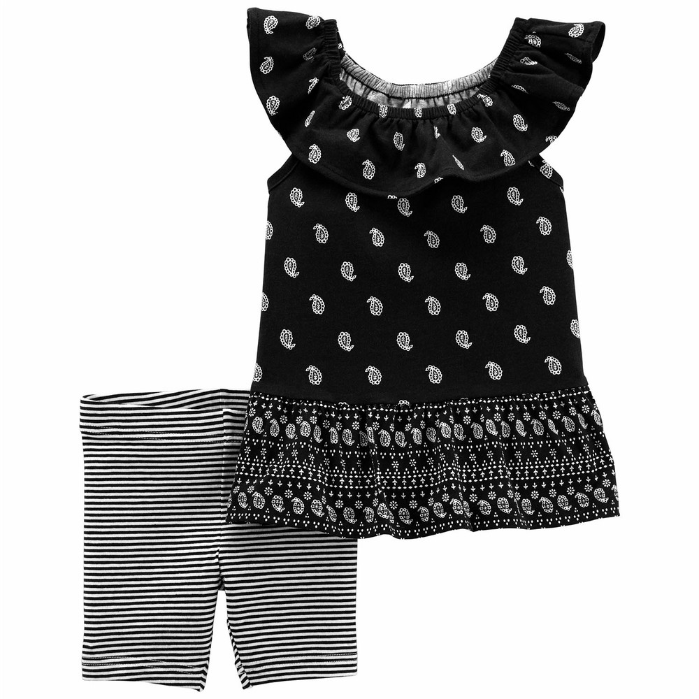 Carter's 2Piece Paisley Jersey Tee & Bike Short Set Baby Girl