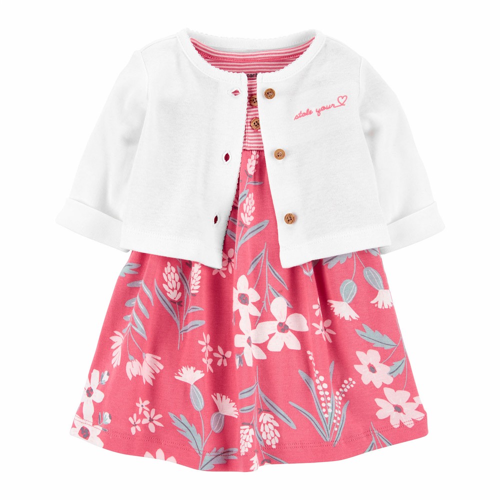 Carter's 2Piece Bodysuit Dress & Cardigan Set Baby Girl