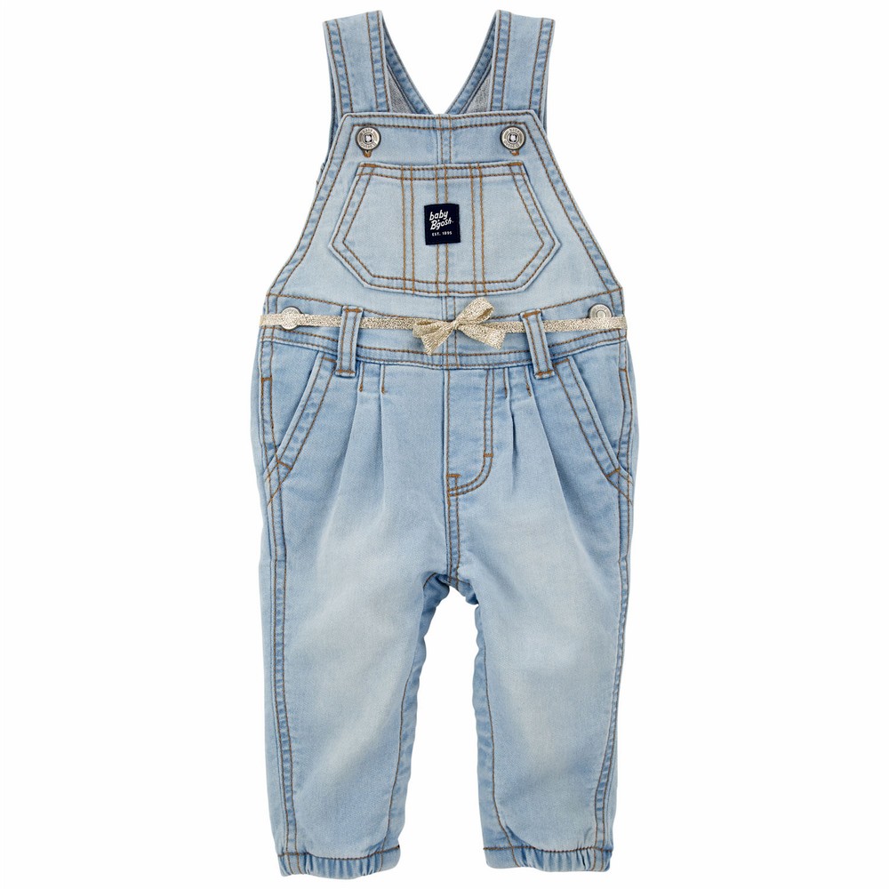 OshKosh B'gosh Stretchy Knit Denim Overalls Baby Girl