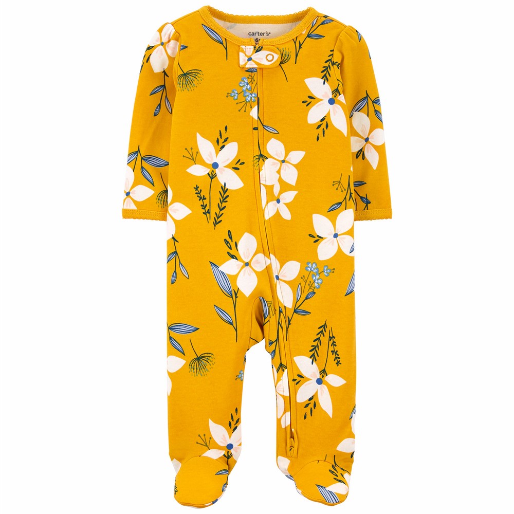 Carter's Floral 2Way Zip Cotton Sleep & Play Onesie Baby Girl