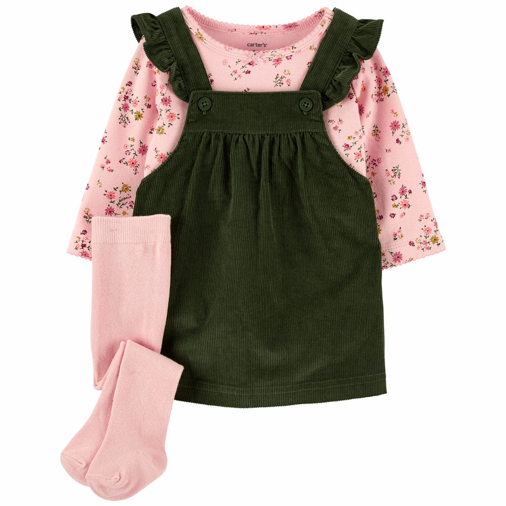 Carter's 3Piece Floral Tee & Skirtall Set Baby Girl