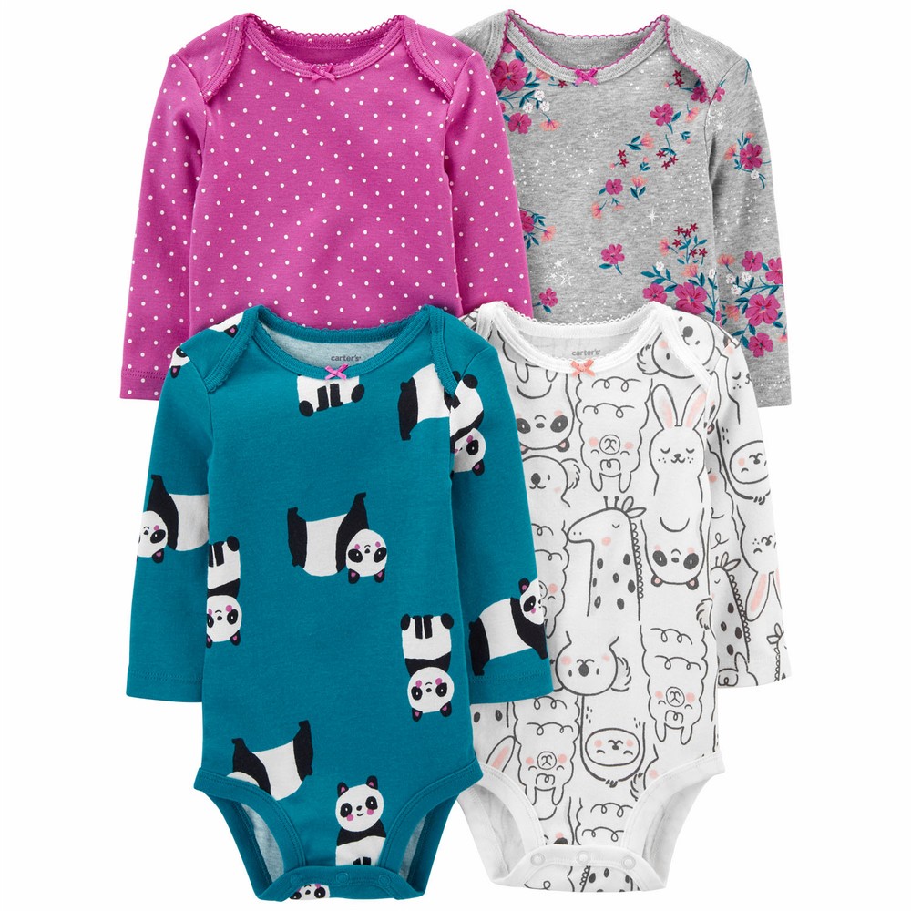 Carter's 4Pack L/S Bodysuits Baby Girl