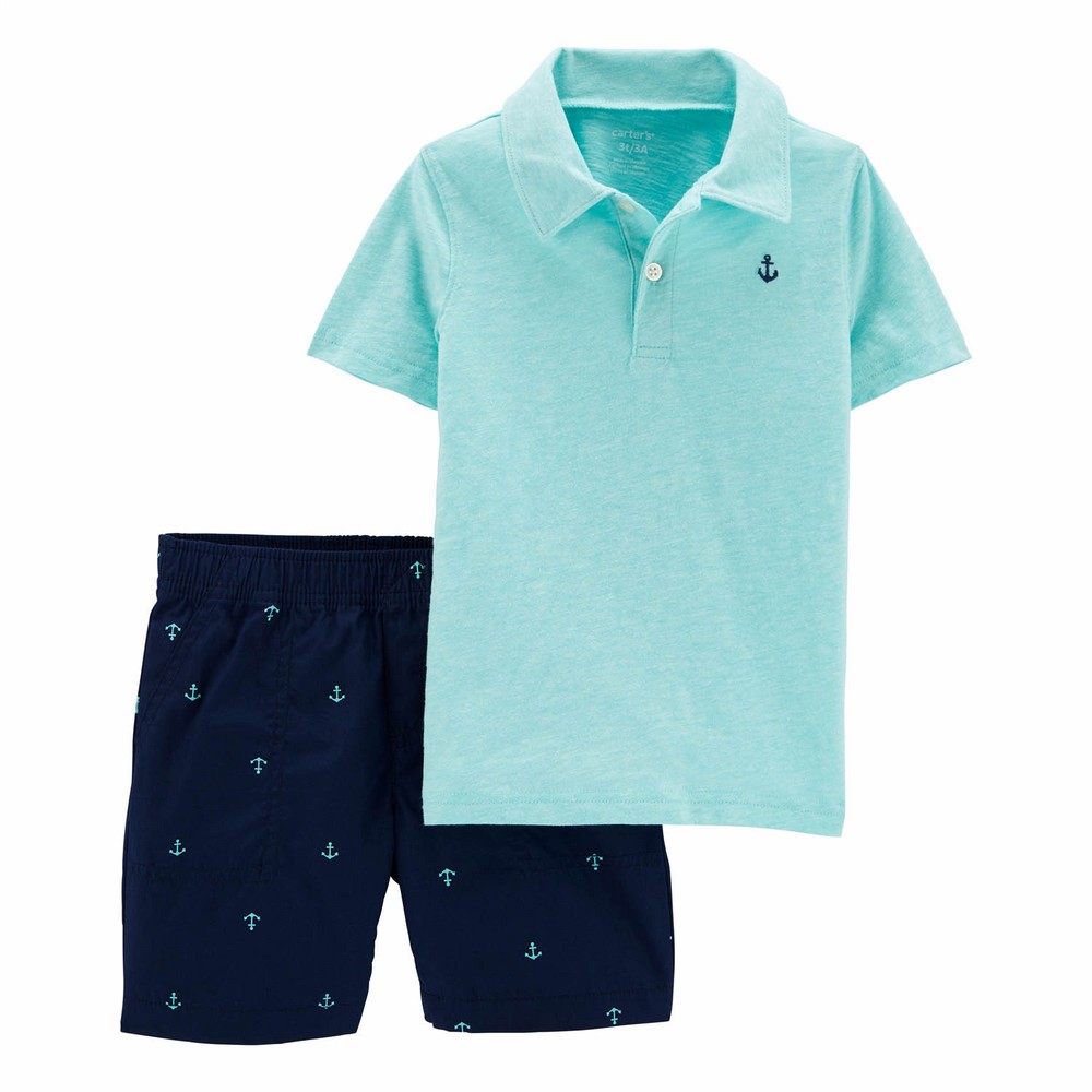 Carter's Toddler Boy Blue Anchor Print Polo main image 0
