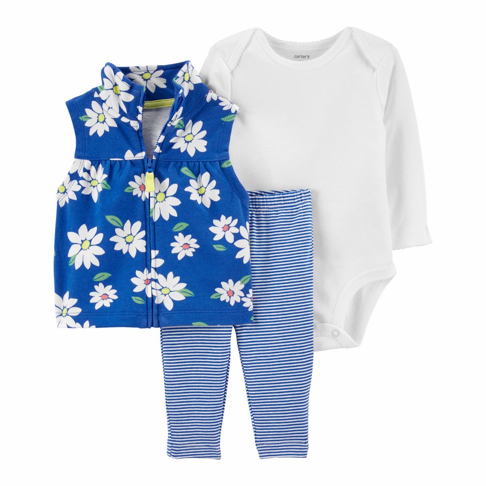 Carter's 3Piece Daisy Vest Set Baby Girl