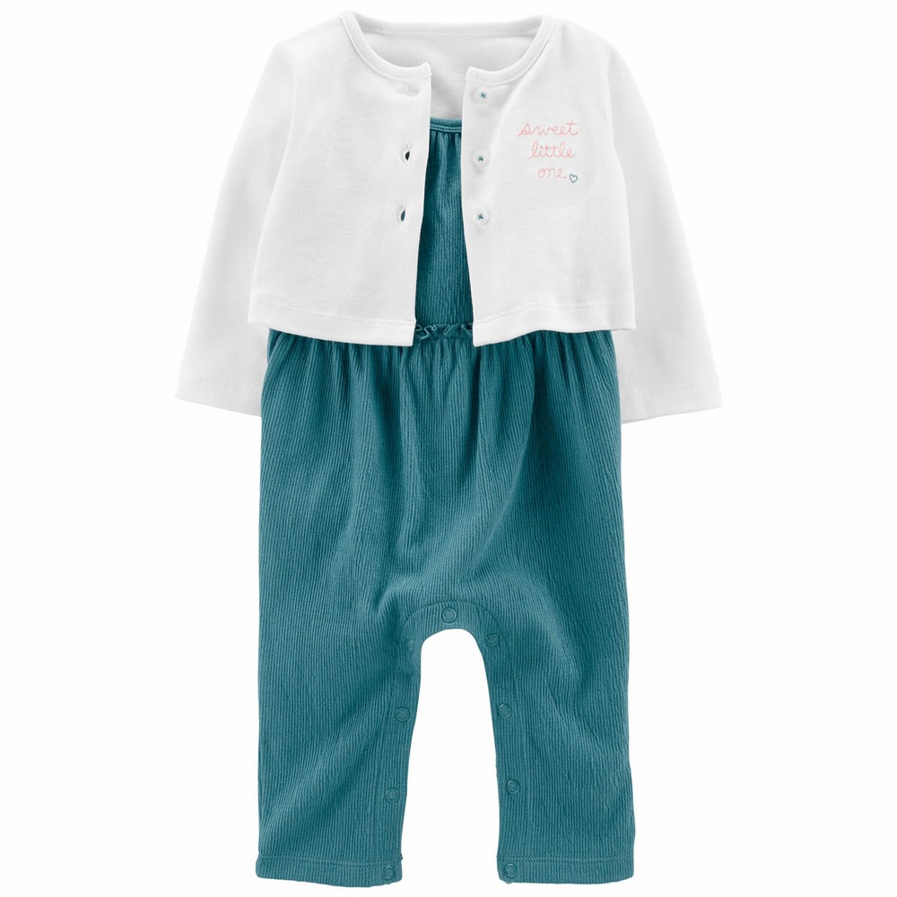 Carter's Baby Girl Heart & Ice Cream Chambray Jumpsuit