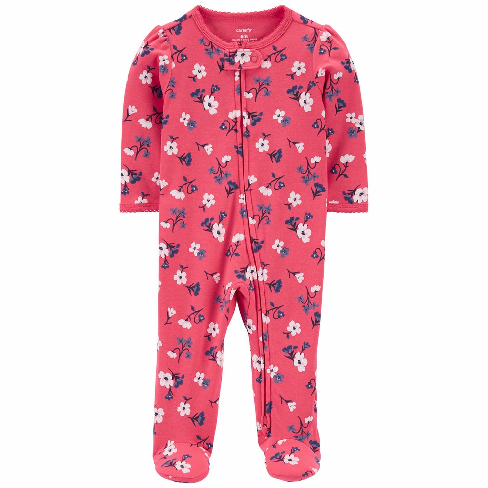 Double Zipper Onesies Baby Cotton Zip-Up Onesie Soft Footed