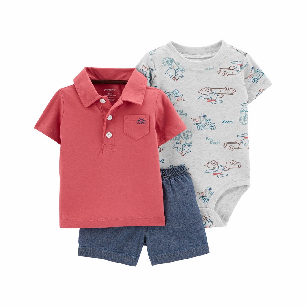 Carter's Baby Boy 3-Piece Pickleball Short-Sleeve Top, Bodysuit & Short Set