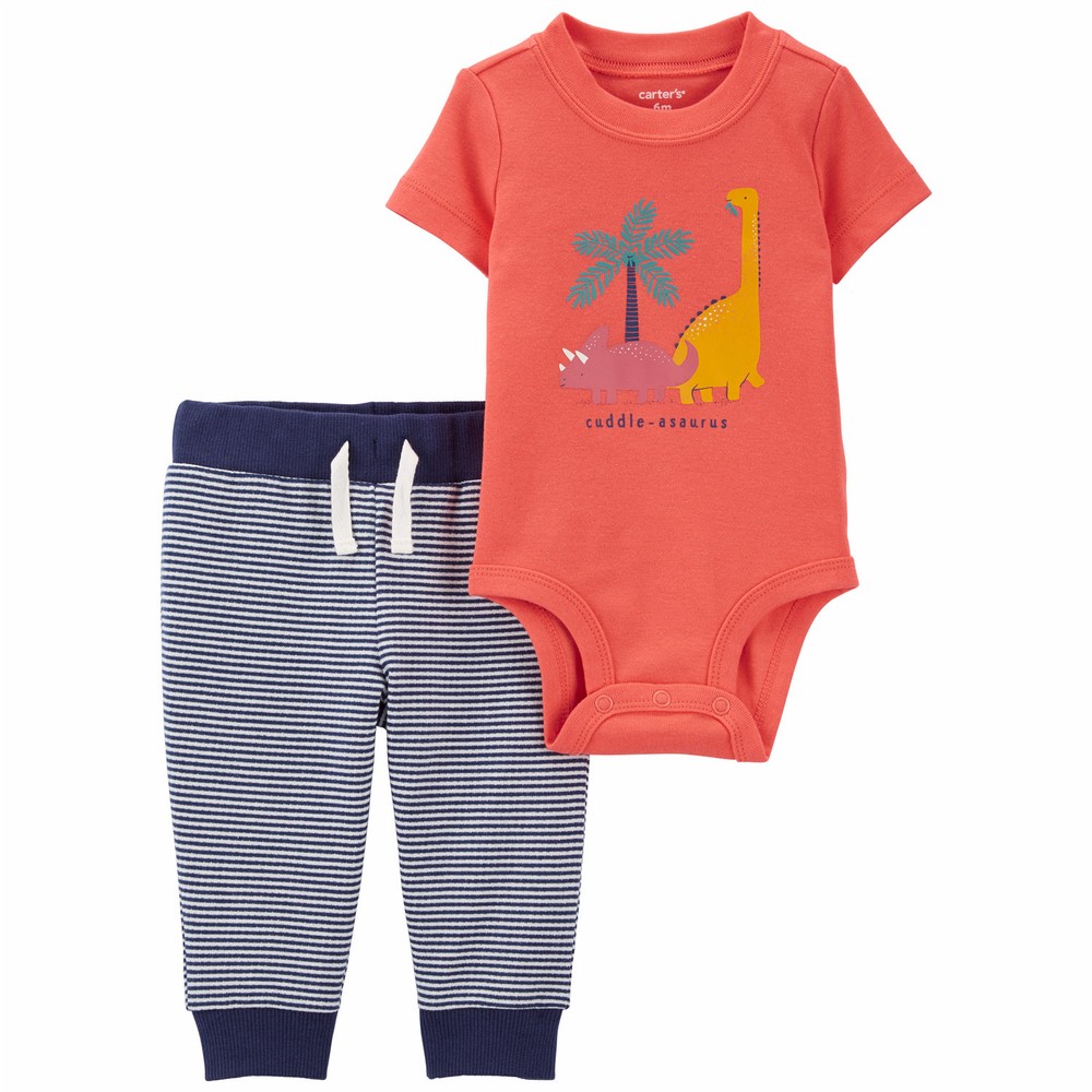 Carter's Baby Boy 3-Piece Dinosaur Bodysuits & Pant Set - Green