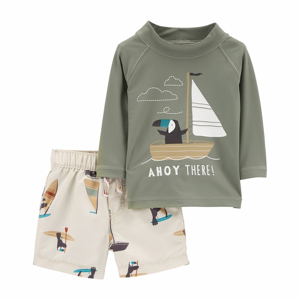 Carter's 2Piece Sailboat Puffin Rashguard Set Baby Boy