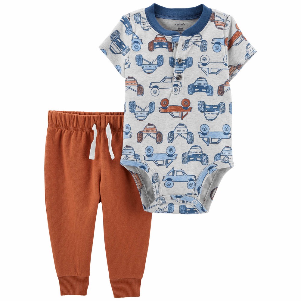 Carter's 2pc Baby Boy Grey/ Black Soft Pants Set main image 0