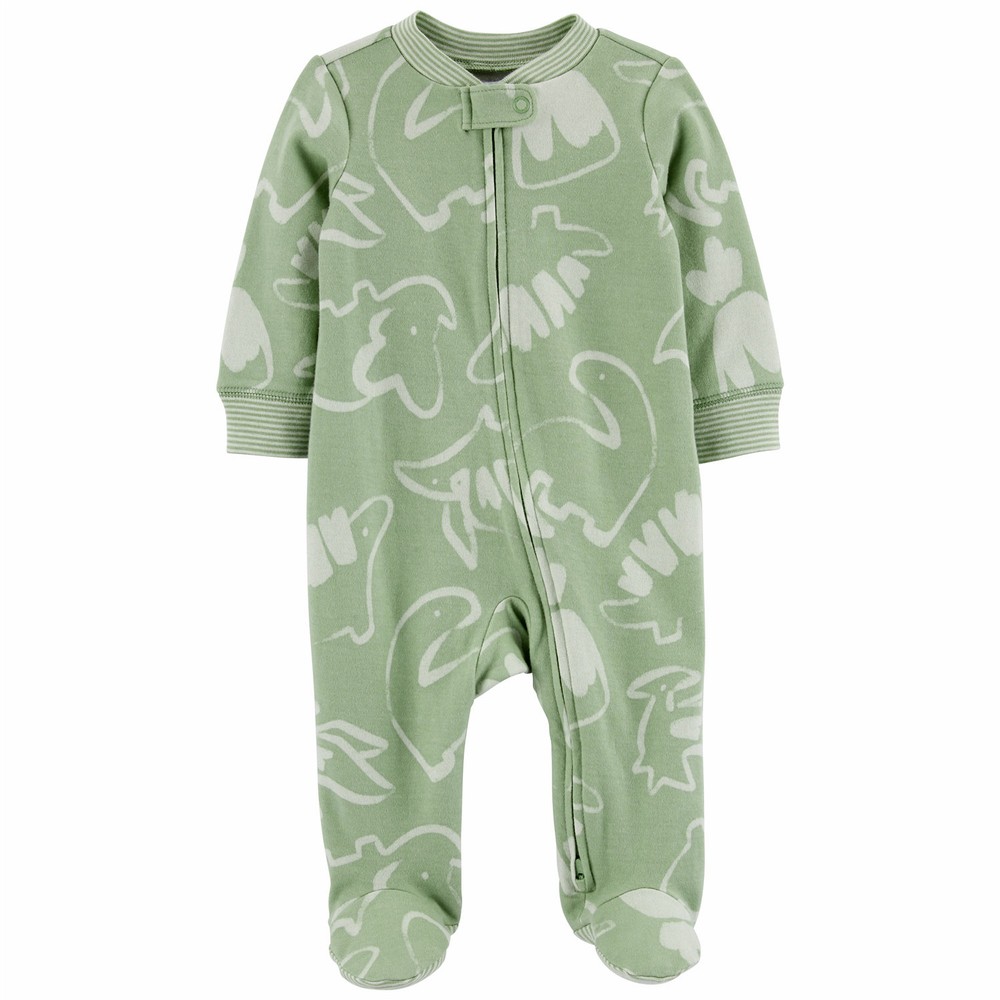 Carter's Baby Girl Purple Dinosaurs 2-Way Zip-Up Footie Coverall main image 1