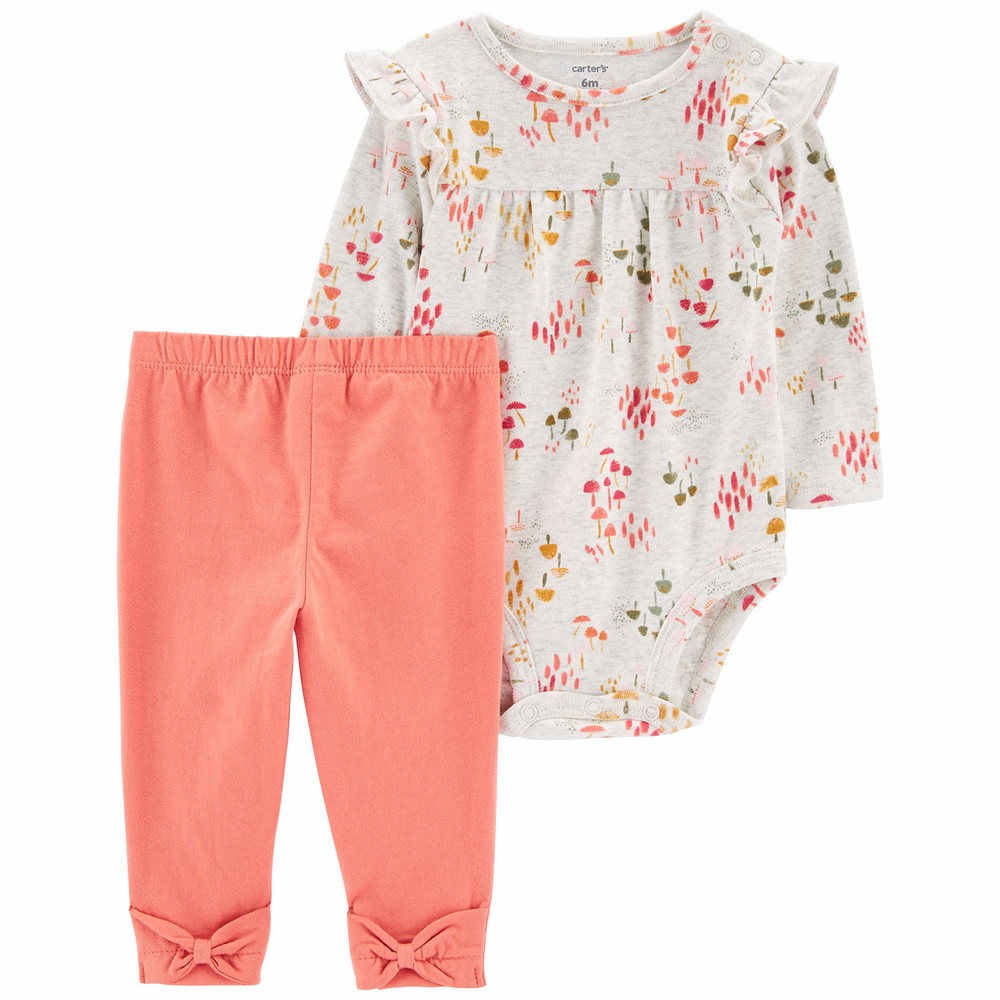 Carter's 2pc Baby Girl Ebony Bodysuit and Blue Floral Pants Set main image 1