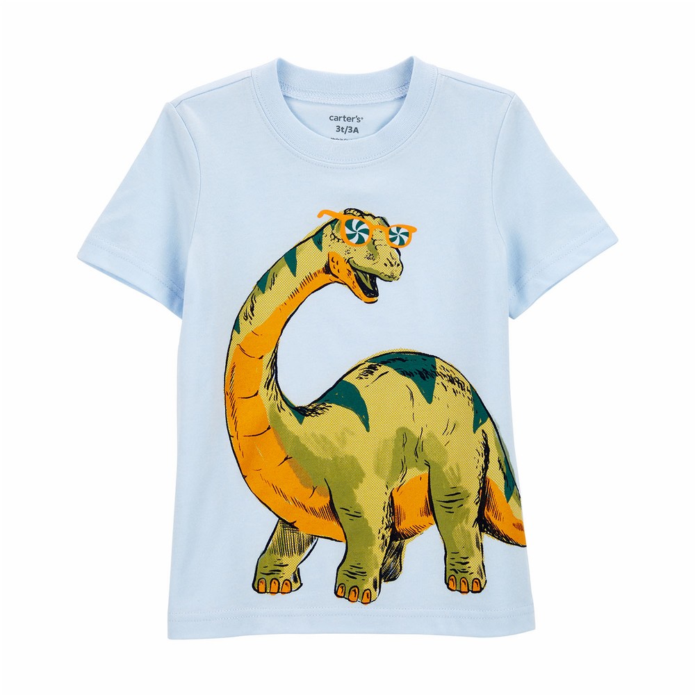 Carter's Baby Boy Dinosaur French Terry Long-Sleeve Tee & Pant Set- Green/Grey