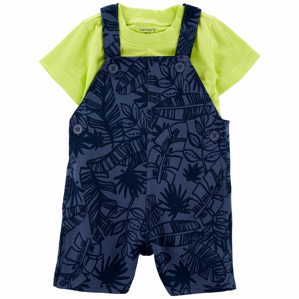 Carter's 2pc Baby Boy Beige Linen Striped Shirt & Shorts Set main image 1