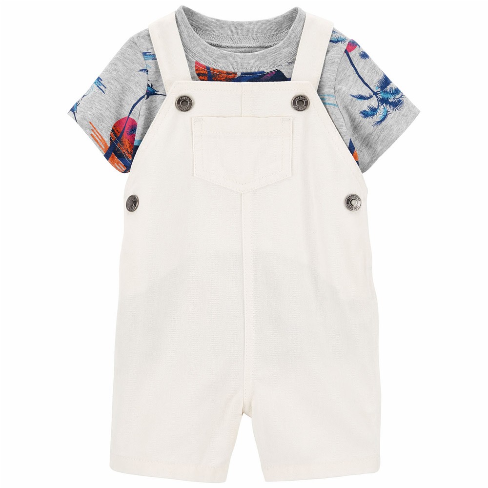Carter's 2pc Baby Boy Green Animals Overall & Tee Set main image 1