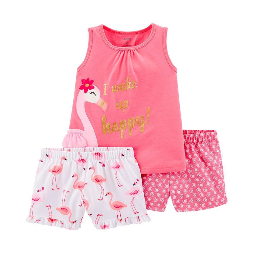 Carter s 3 Piece Flamingo Poly PJs Toddler Girl