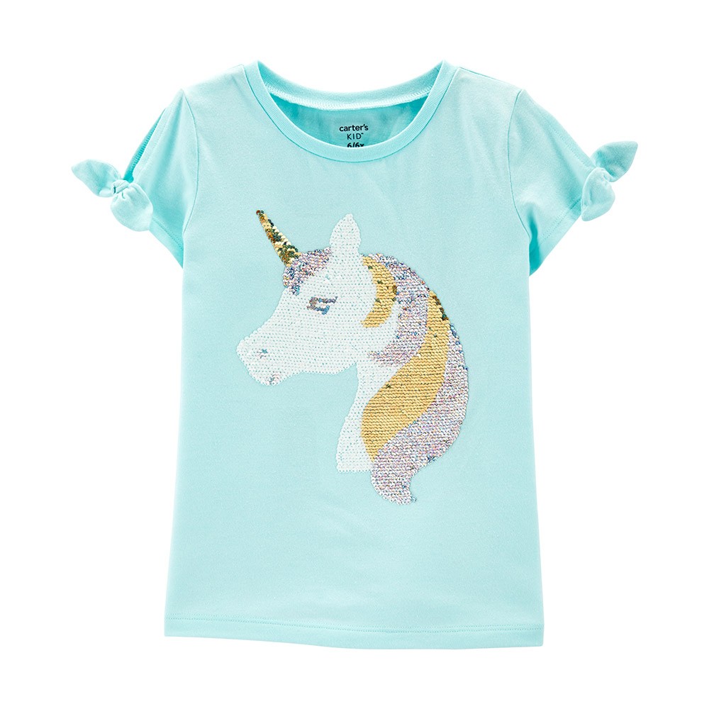 Carter s Flip Sequin Unicorn Split Shoulder Tee Girl