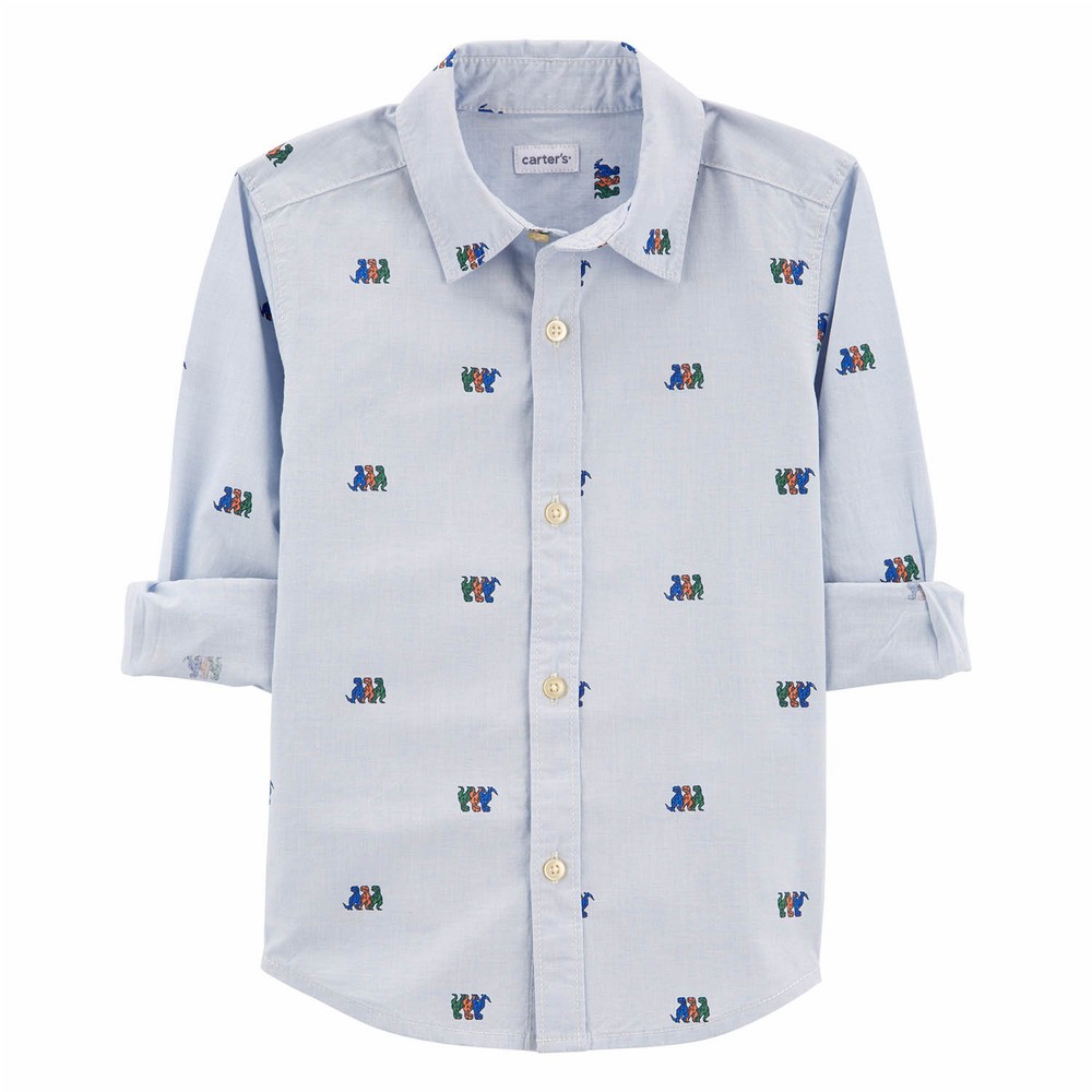 Carter s Dinosaur Button Front Shirt Toddler Boy