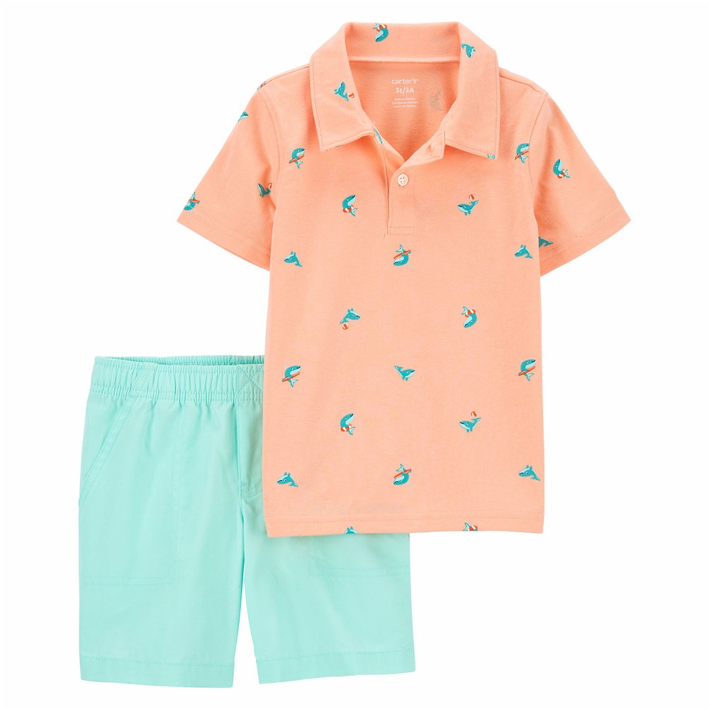 Carter's 2pc Toddler Boy Navy Beach Polo & Shorts Set