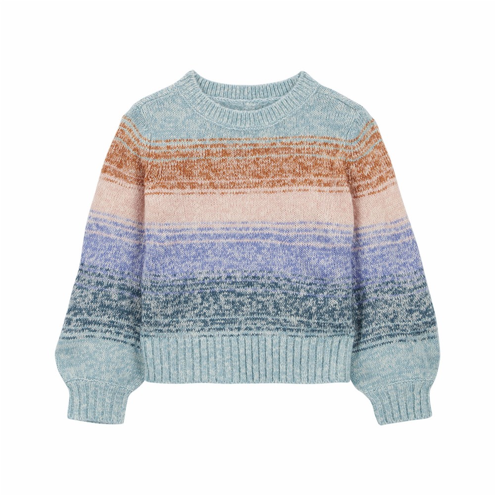 Unisex Baby And Kids Grey Striped Pullover Sweater And Pants Casual Home Clothing Set