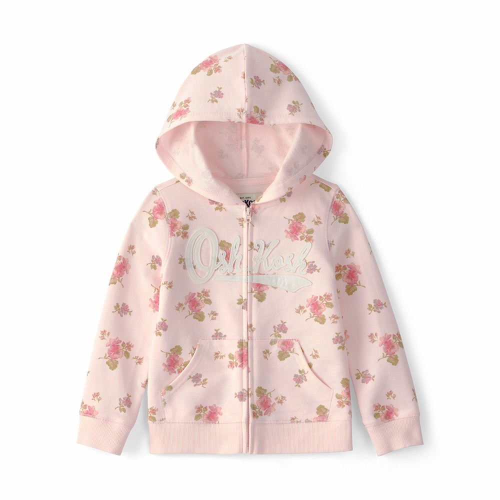OshKosh B'gosh Floral OshKosh Logo Zip Up Hoodie | Toddler Girl