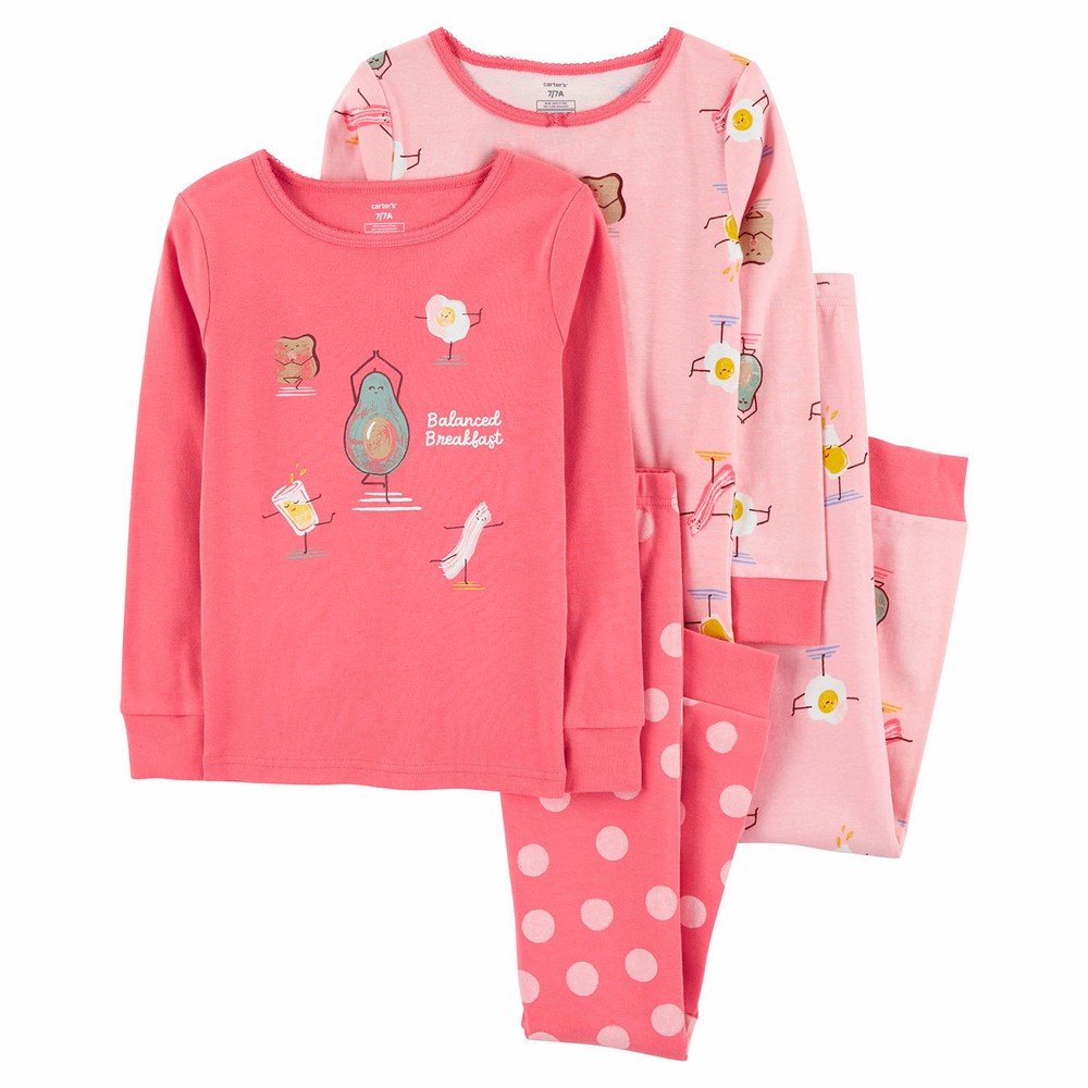 Carter's 4-Piece Breakfast Cotton PJs | Girl